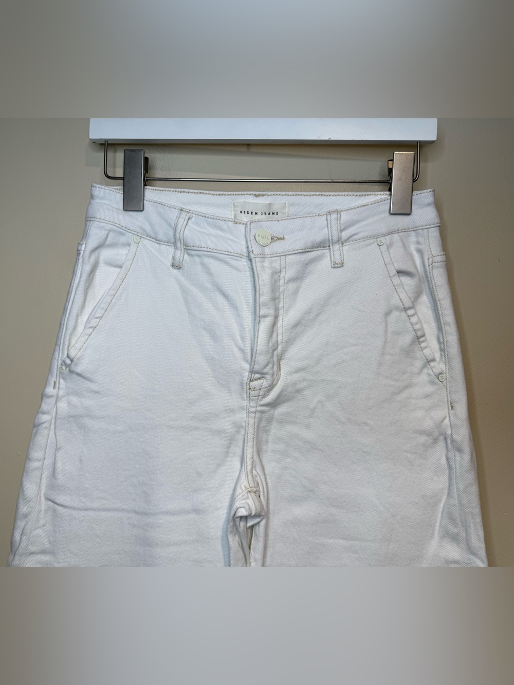 Risen Jeans Barrel wide leg jeans tummy control in Ivory white size 5 / 27 - Picture 4 of 11